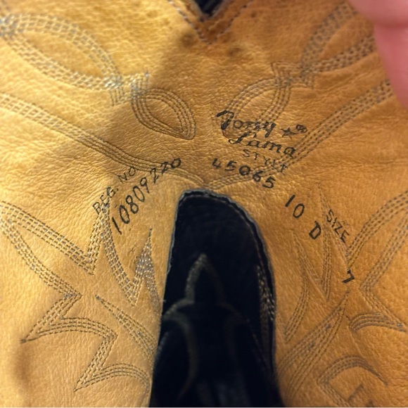 Tony Lama Vintage Western Boots Black Snake Lizard Patchwork Design Men Size 10D - Picture 10 of 12